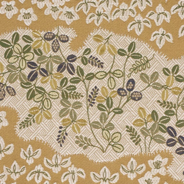 Schumacher SAMPLE - Schumacher Lorene Fabric In Ochre For Sale - Image 4 of 5