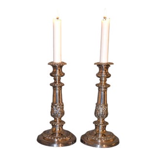 Sheffield Silver Plated Candlesticks - a Pair For Sale