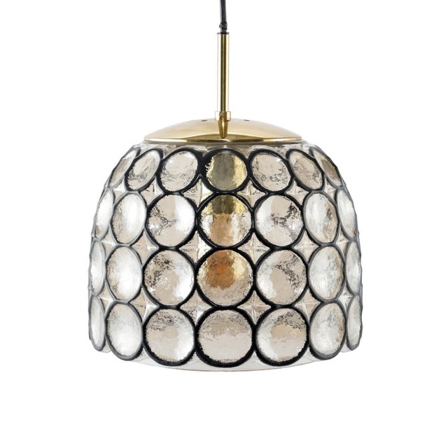 Mid-Century Modern Large Glass and Iron Rings Pendant from Glassworks Limburg, Germany, 1960s For Sale - Image 3 of 12