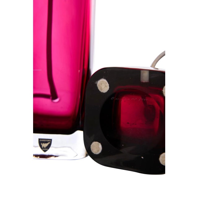 Orrefors Red Table Lamps by Carl Fagerlund for Orrefors, Sweden, 1960, Set of 2 For Sale - Image 4 of 5