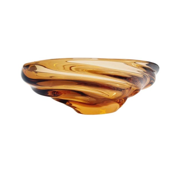 Orange Fruit Bowl attributed to J. Hospodek for Chribska Sklara, Former Czechoslovakia, 1960s For Sale - Image 8 of 11