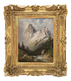 Mountain Landscape, Oil Painting on Board, 1972, Framed