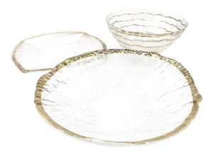 1950's Mid Century Ivv Glacier Ice Italian Art Glass Pieces - Set of 3