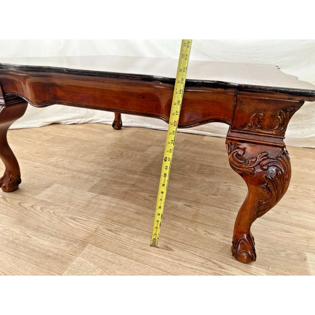 Vintage Cocktail Coffee Table Ball Claw Legs Large Square Shape Chippendale For Sale - Image 9 of 12