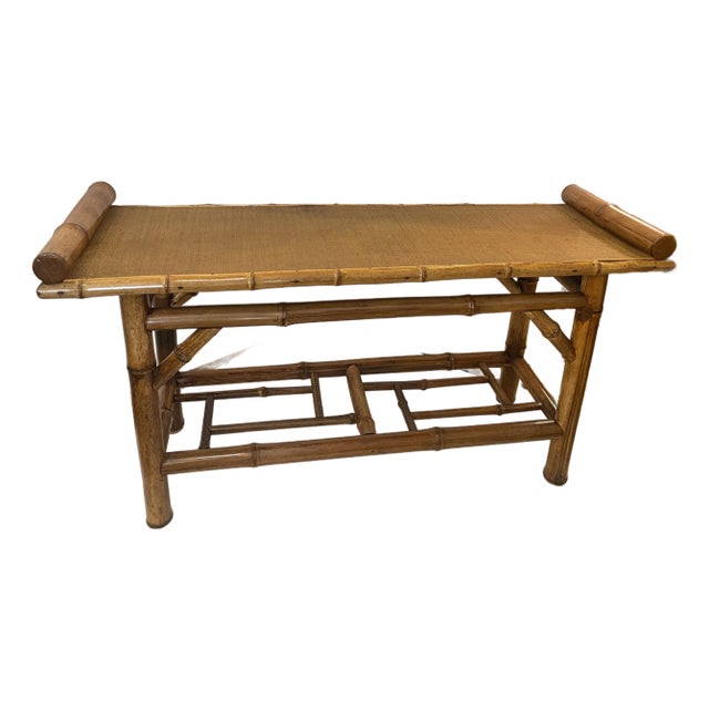 Vintage Bamboo Bench, 1970s For Sale