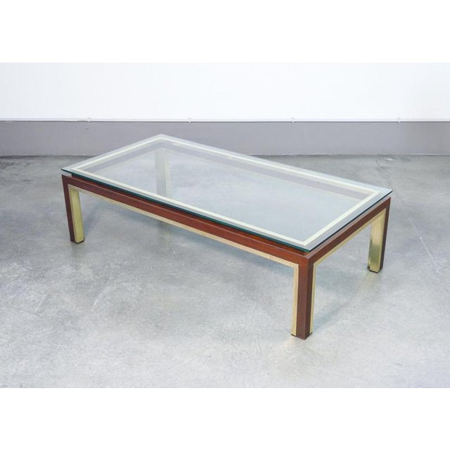 Low Coffee Table in Wood and Brass, 1950s For Sale - Image 3 of 13