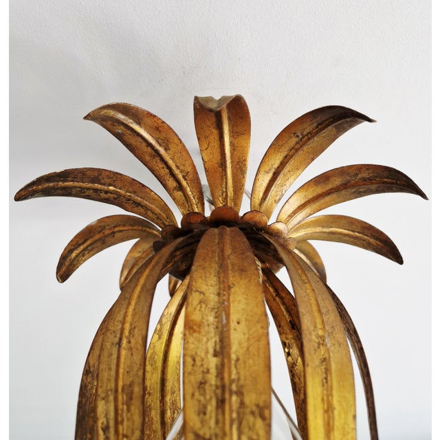 Italian Floral Ceiling Light in Gilded Metal, 1960s-1970s For Sale - Image 10 of 14