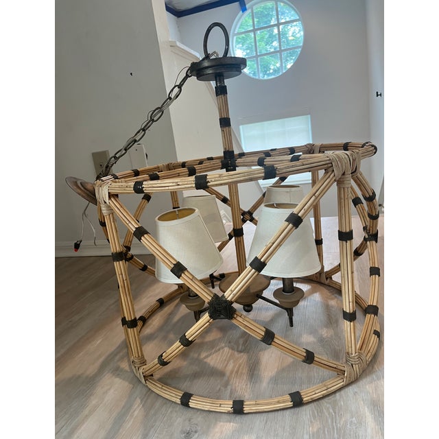 Tan 1970s Currey & Company Palm Beach Chandelier For Sale - Image 8 of 12