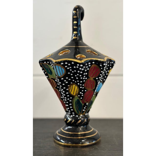 Mid 20th Century Vintage Italian Mid-Century Fima Deruta Black and Gold Centerpiece Desk Accessory For Sale - Image 5 of 10