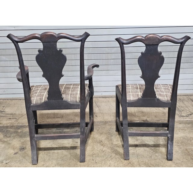 Black Set of 6 Late 20th Century Eldred Wheeler Dining Room Chairs Black Finish Black Check Seats For Sale - Image 8 of 10