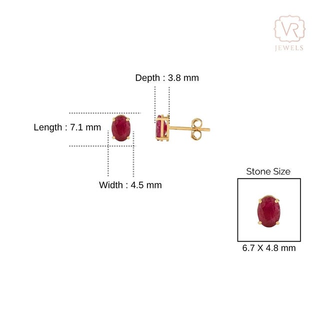 14k Solid Gold 1.82 Carat Natural Ruby Soliatire Stud Earrings for Her- A Pair For Sale - Image 9 of 15