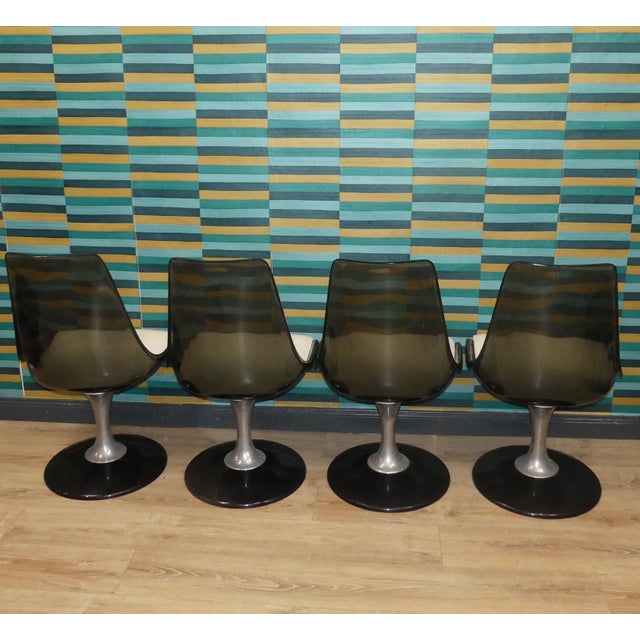 Mid-Century Modern Space Age Acrylic Glass Tulip Swivel Chairs from Chromcraft, USA, 1970s, Set of 4 For Sale - Image 3 of 13
