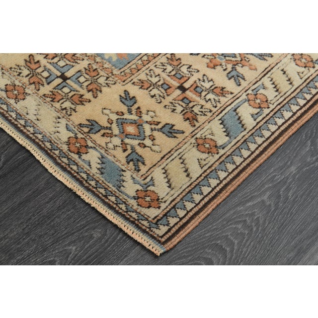 1970s Vintage Turkish Handmade Wool & Cotton Orange Area Rug For Sale - Image 11 of 11