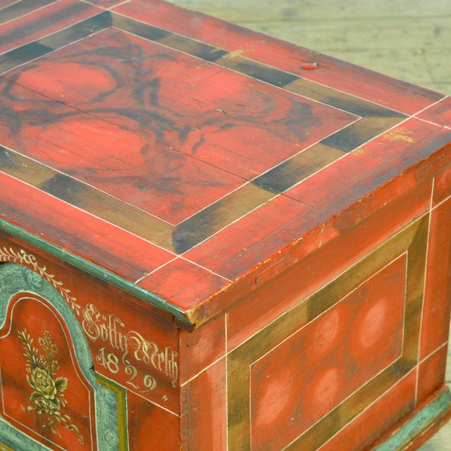 German Folk-Art Bridal Chest, 1829 For Sale - Image 11 of 16