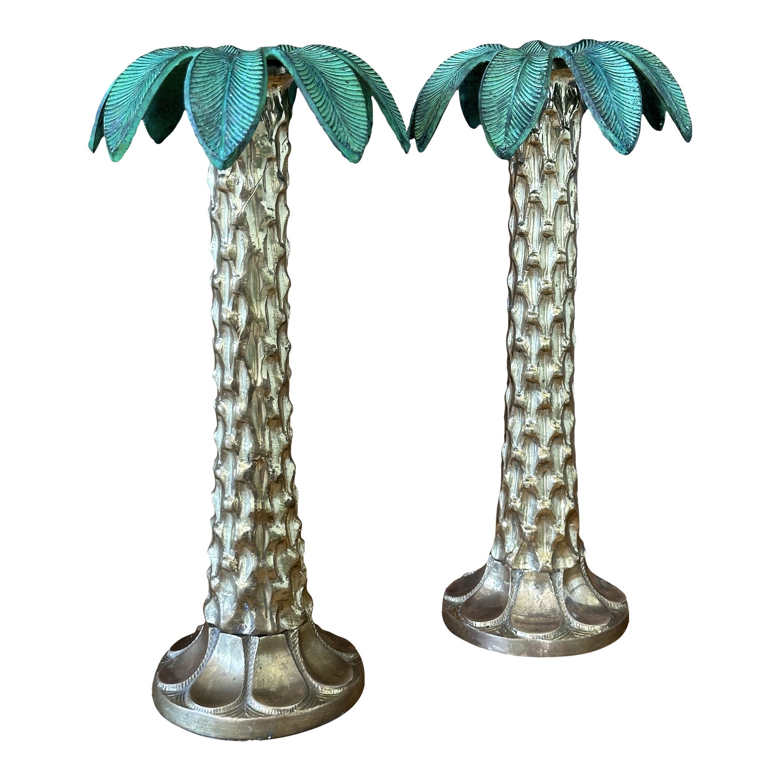 Vintage Coastal Brass Palm Tree Candle HoldersPair Chairish