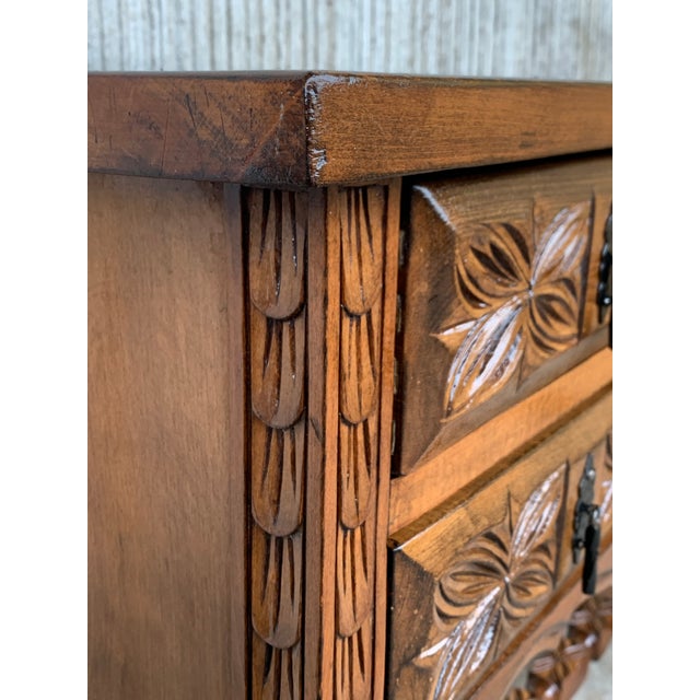 Brown Early 20th Century Century Catalan Spanish Carved Walnut Console Table For Sale - Image 8 of 13