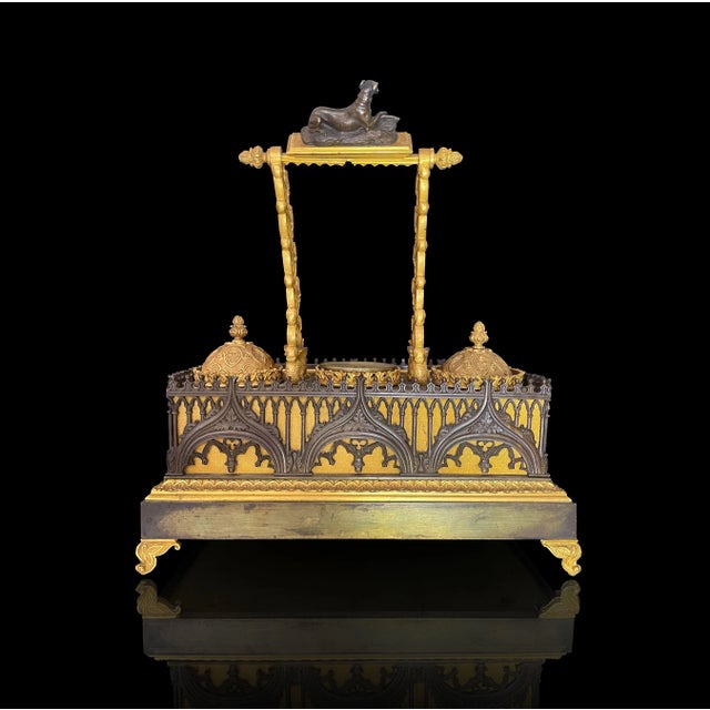 Early 19th Century Early 19th Century Empire Patinated Bronze & Ormolu Inkwell, France For Sale - Image 5 of 9