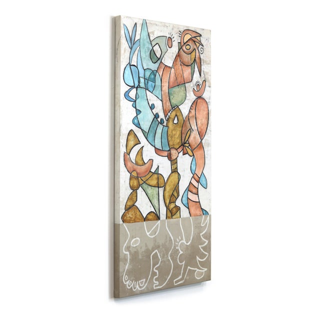 Make It Rain - Tall Colorful Abstract Organic Shape Art on Canvas Original Artwork by Rue Bootay For Sale In Los Angeles - Image 6 of 9