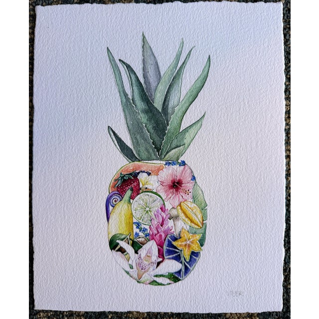 Boho Chic Original Signed Sarah Voyer “Pineapple” Print For Sale - Image 3 of 14