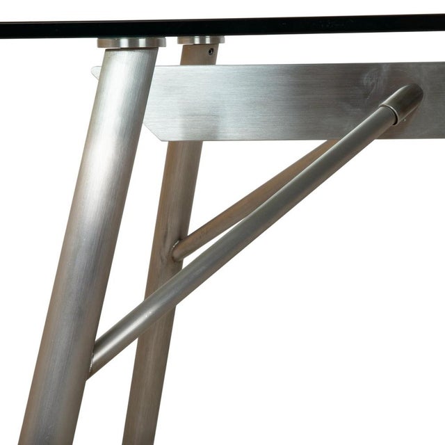 Modern Glass and Silver Metal Dining Table from Rolf Benz For Sale - Image 3 of 11