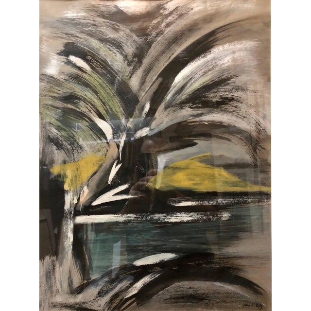 Mane-Katz (1894-1962) Landscape with palm tree. Gouache on paper, signed lower right. Dimensions: (Frame) H 37.5" x W 31",...