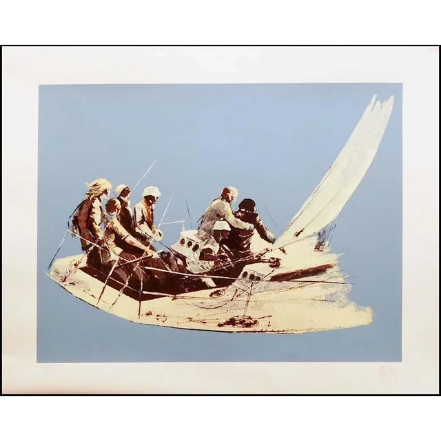 1990s Mark King "Asea" Sailing Sailboat Hand Signed Limited Edition Serigraph For Sale - Image 5 of 5