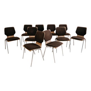 Modernist Desk Chairs by Carlo Ratti, 1970s, Set of 10 For Sale