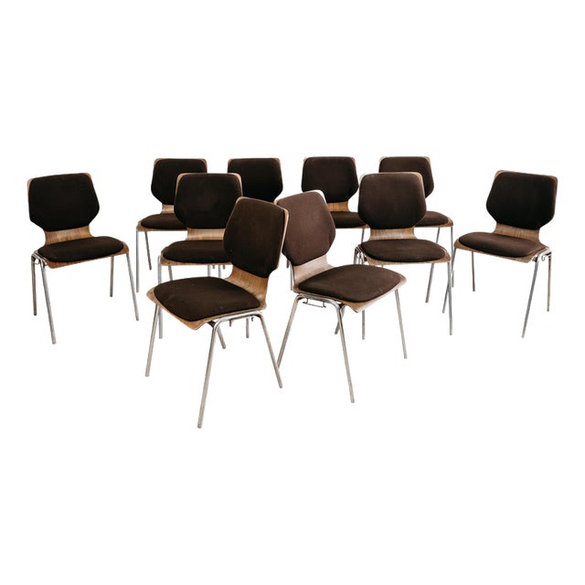 Modernist Desk Chairs by Carlo Ratti, 1970s, Set of 10 For Sale
