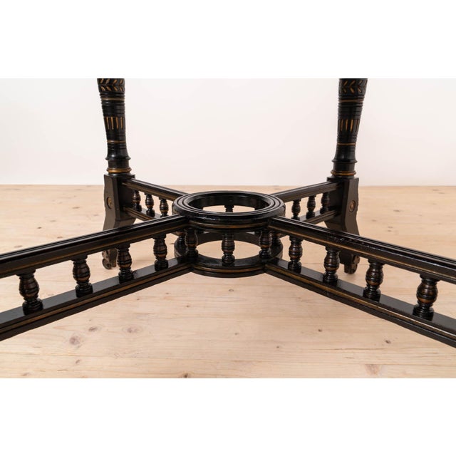 Wood 19th Century Victorian Octagonal Ebonized Center Table from C. Hindley & Sons, London For Sale - Image 7 of 12