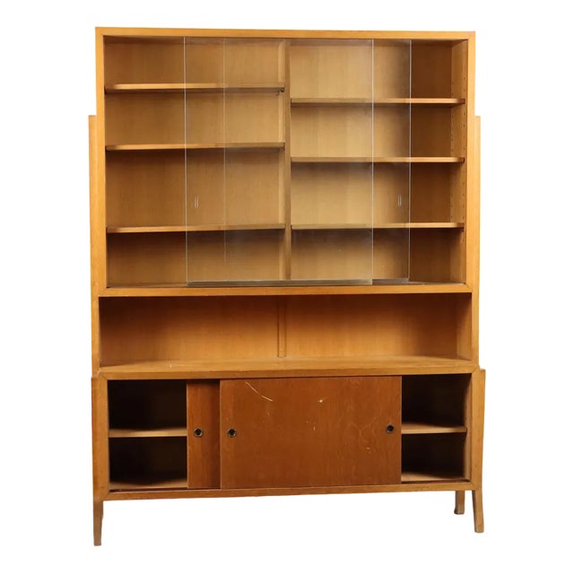 Vintage Italian Bookcase in Oak Veneer, 1950s For Sale