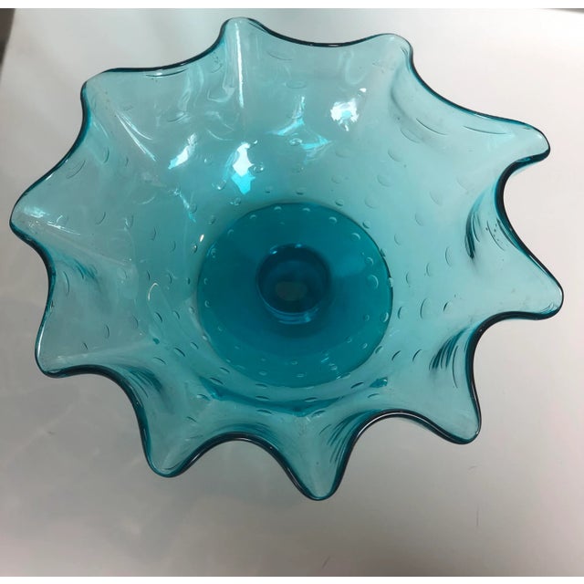 Mid-Century Modern 1950s Bischoff Controlled Bubble Handblown Glass Compote For Sale - Image 3 of 6
