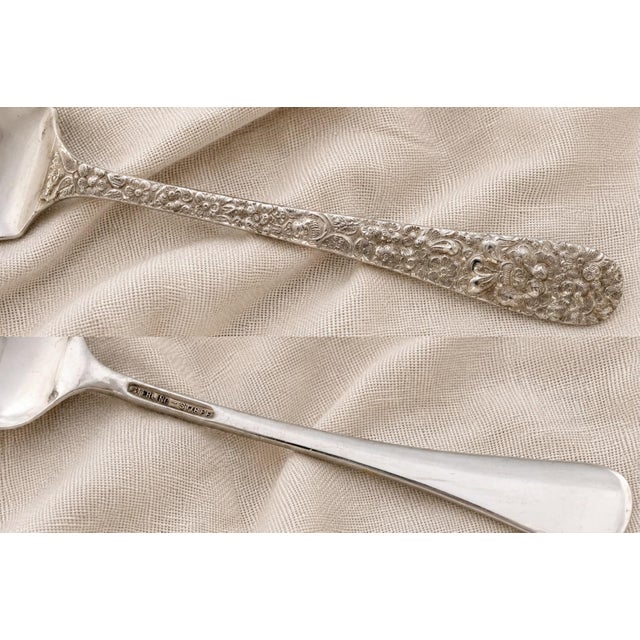 An uncommon Kirk Stieff Rose Pattern sterling silver three-tine serving fork in the celebrated Repousse pattern. This...