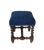 Wood Antique Louis XIII French Baroque Stool W/Indigo Upholstery For Sale - Image 7 of 9