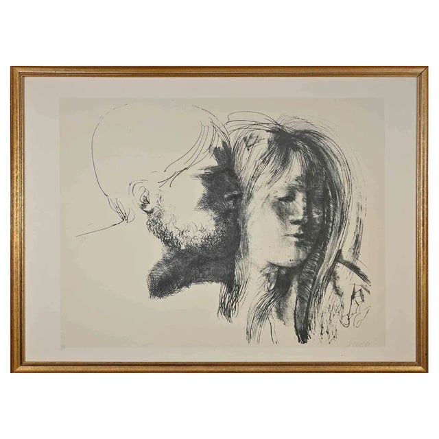 Emilio Greco, Lovers, 1970s, Original Photolithograph, Framed For Sale