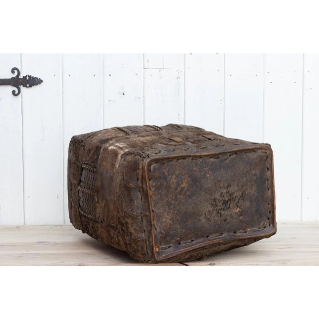 Brown Rare Antique Hide Trunk From Bhutan For Sale - Image 8 of 10