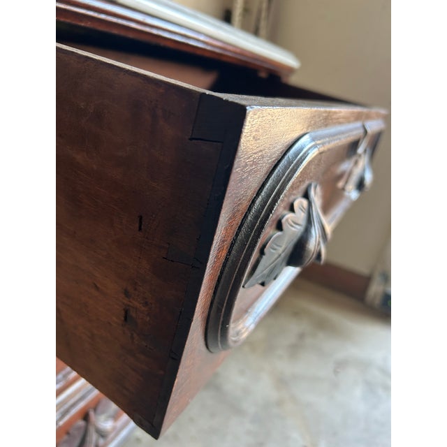 Vintage Walnut 3 Drawer Dresser With Marble Top. For Sale - Image 9 of 12