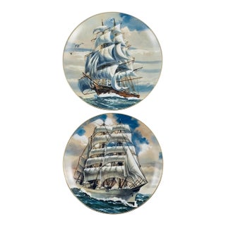 Set of 2 Rosenthal for Danbury Mint “Great American Sailing Ships” Plates – Sea Witch & Eagle – 8.625” Limited Edition Nautical Wall Decor - See Pics! For Sale