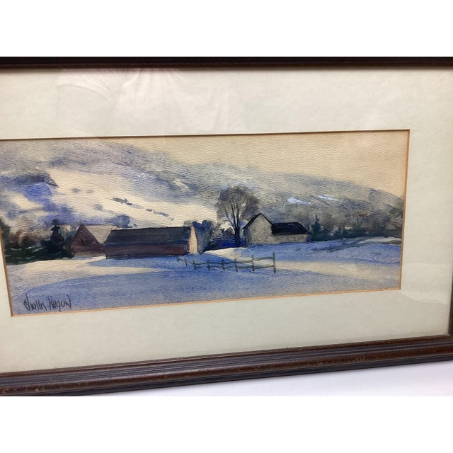 Winter Landscape by Chollis Regon Original Signed Watercolor Painting. Nicely framed it measures overall 17 1/2 inches...