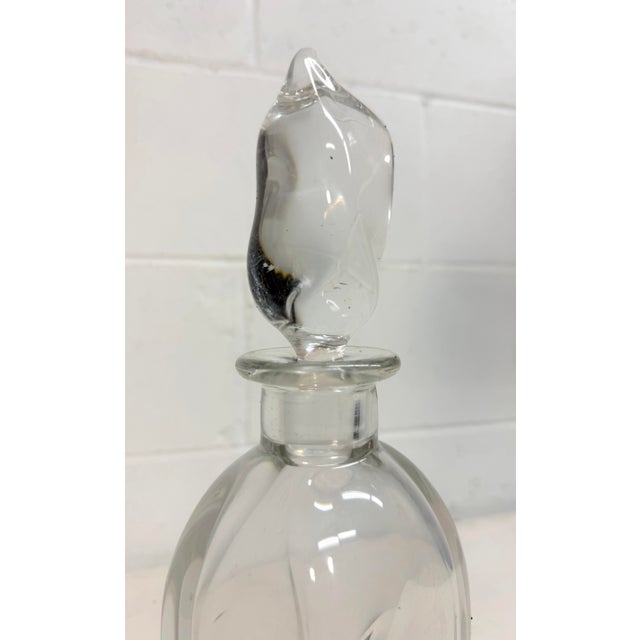 Large Vintage Hand Blown Signed Daum Swirled Clear Crystal Decanter Glass Bottle For Sale - Image 12 of 13