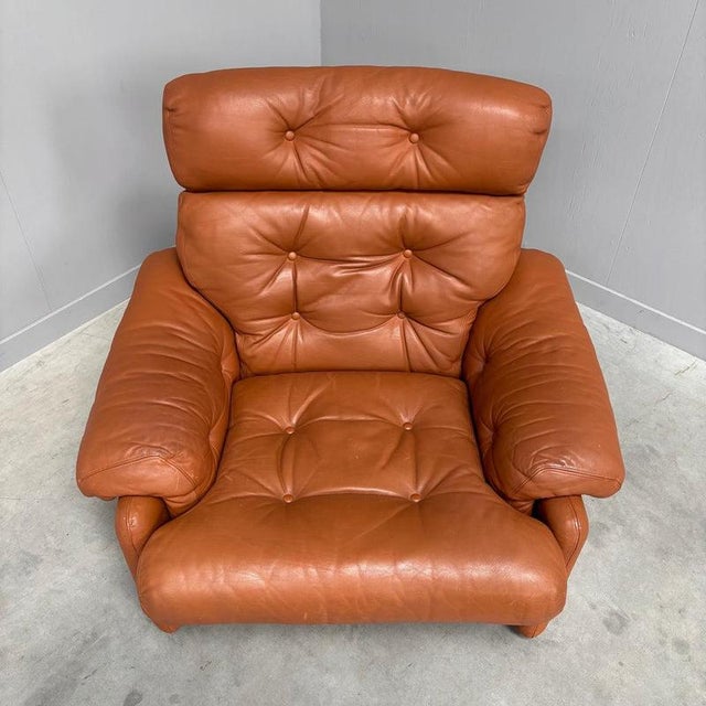 Brown Vintage Coronado Lounge Chair in Cognac Leather by B&B Italia, Italy, 1960s For Sale - Image 8 of 14