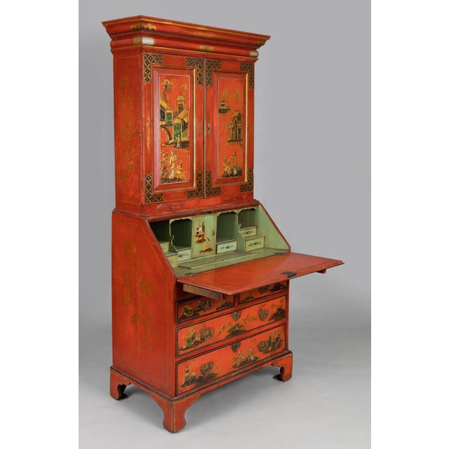 Late 18th Century George III Japanned Bureau Bookcase Secretary Desk For Sale - Image 5 of 11