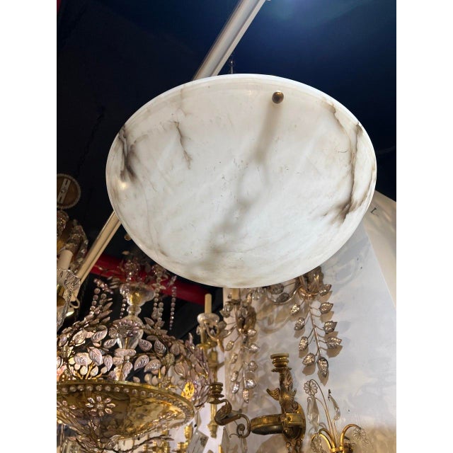 Neoclassical 1940 Alabaster Pedant Light Fixture For Sale - Image 3 of 4