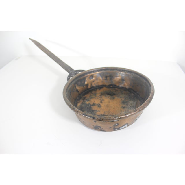 Late 18th Century Antique Copper and Iron Pan for Decorating French Style Country Kitchen Primitive Hand Forged For Sale - Image 5 of 10