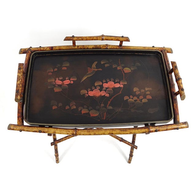 20th Century Oriental Tray Table on a Bamboo Stand For Sale - Image 4 of 9