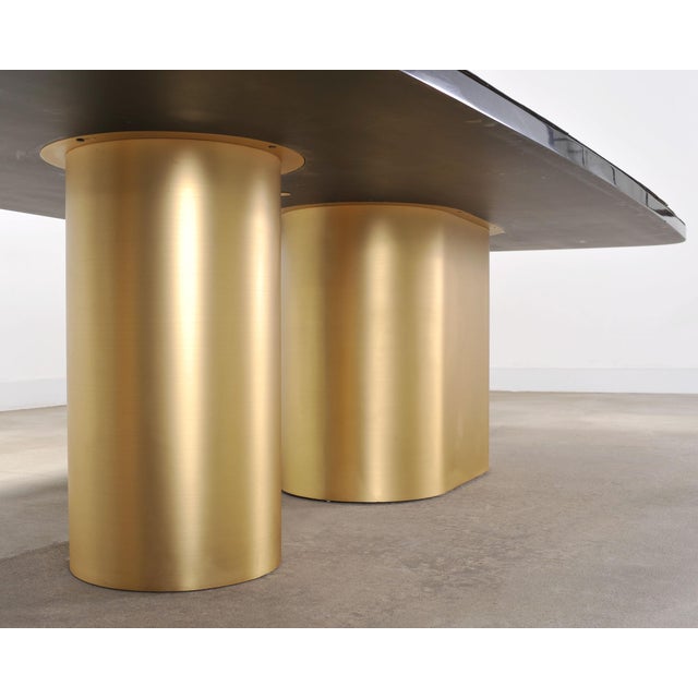 India Mahdavi Alber Sectional Walnut Brass Dining Table 11 Ft For Sale - Image 12 of 18