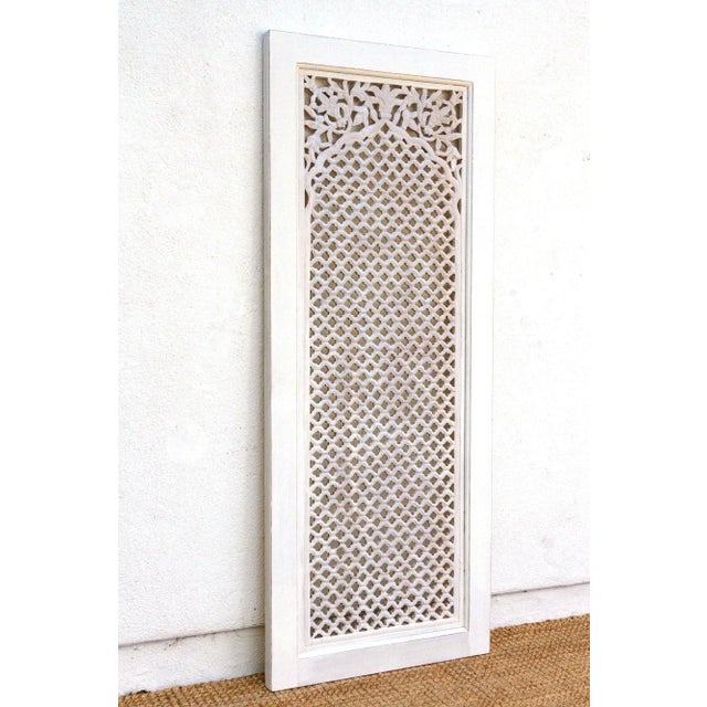 Wood Antique Finely Carved Jali Door Panel For Sale - Image 7 of 10