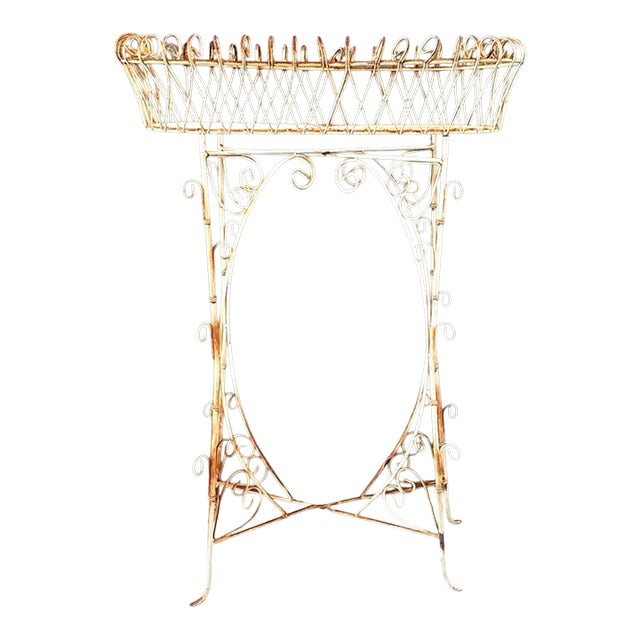 Vintage Iron Scrollwork Plant Stand For Sale