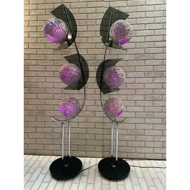 Metal MCM Space Age Atomic Metal Spaghetti Shade Lamp - Pair For Sale - Image 7 of 12