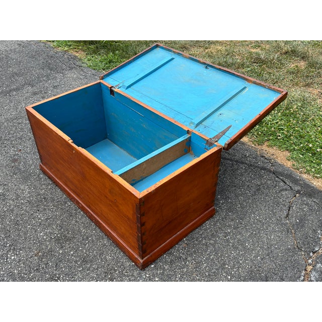 Late 19th Century Red Wash + Blue Chest For Sale - Image 5 of 13