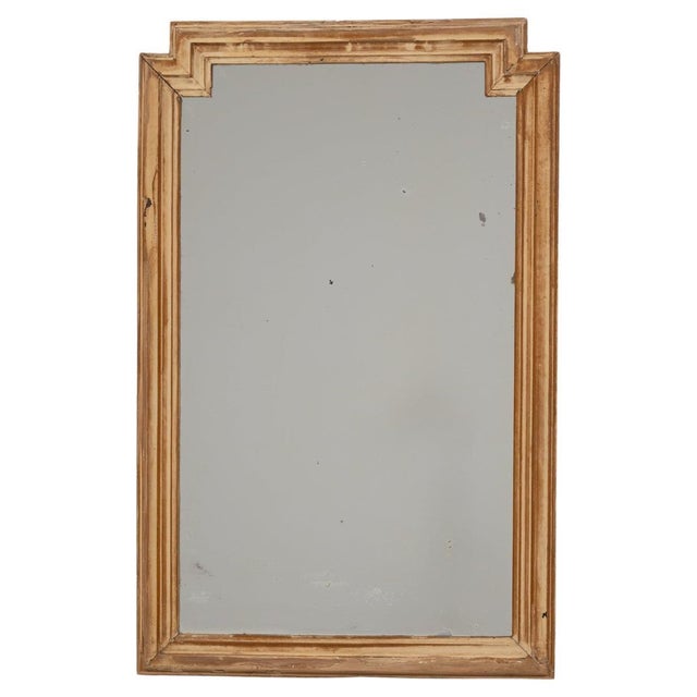 1900s French Geometric Stepped-Frame Wooden Wall Mirror For Sale - Image 15 of 18